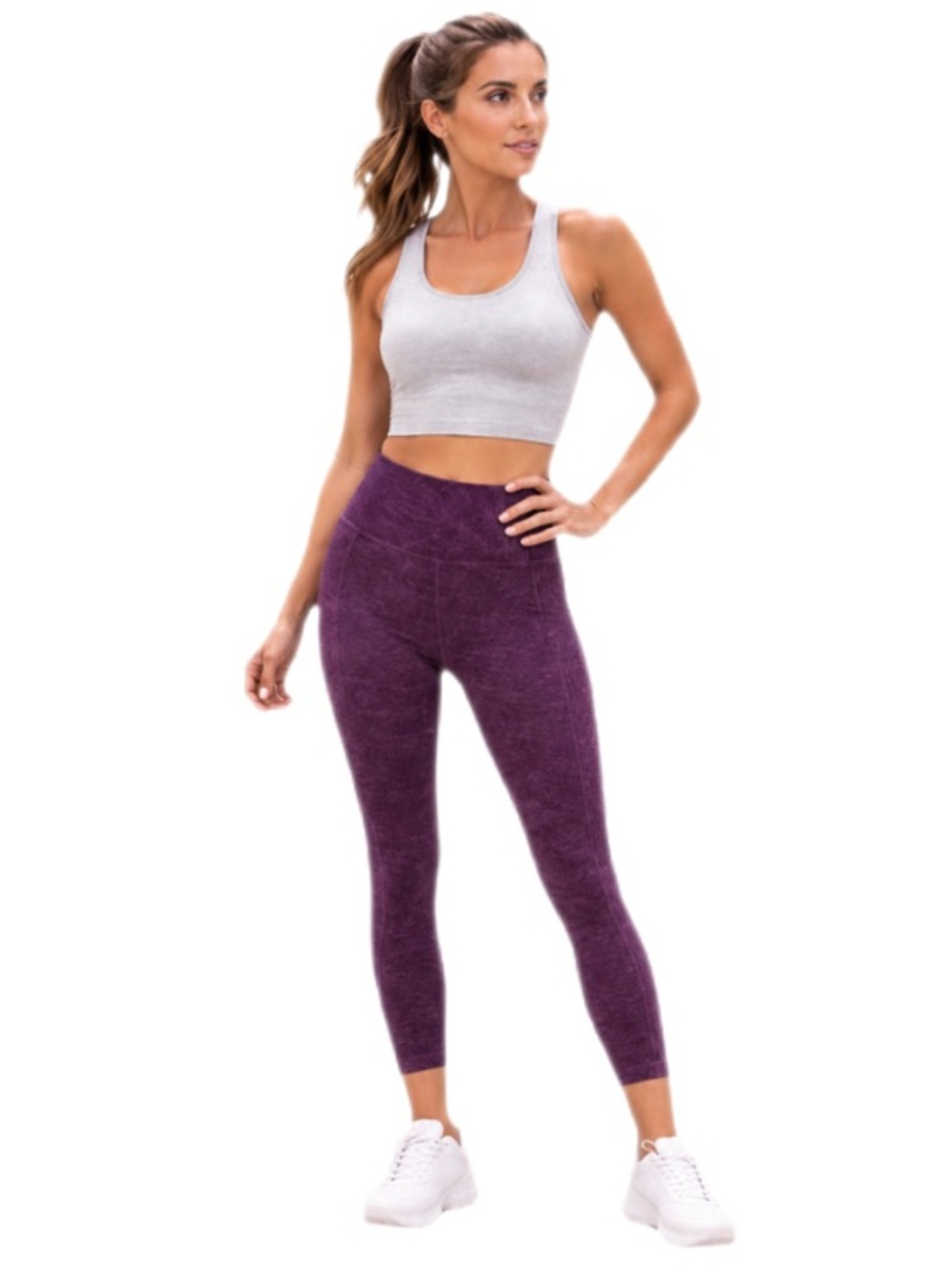 Athleta Plum Purple Ribbed 7/8 Leggings Women’s Size Large
